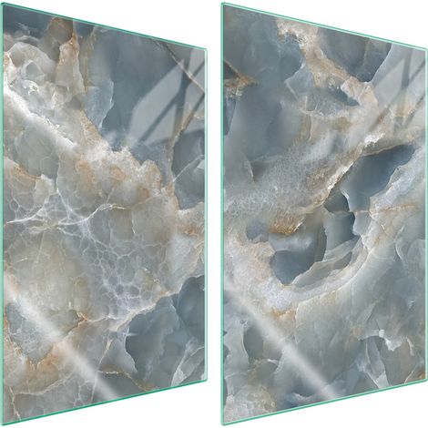 Plaque de protection en verre pour cuisine, 2 x 35 x 52 cm, marbre (1/5)