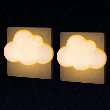 Veilleuse nuage à brancher, applique murale LED automatique avec capteur crépusculaire, pour escaliers couloirs chambres toilettes, lampe chevet enfants décoration - Classe A