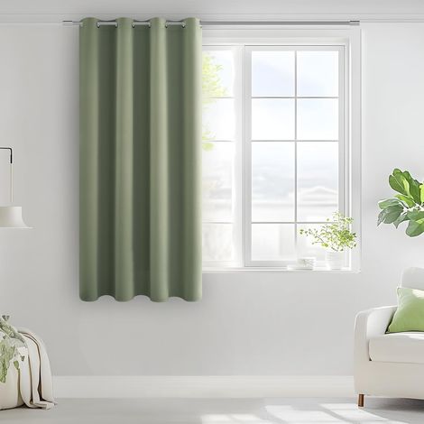 Rideau Occultant Court Vert Sauge Rideau Thermique Isolant Anti Froid et Chaleur 140x160 cm 1 Pièce, Rideau Phonique Opaque à Oeillets pour Cuisine Chambre Salon Fenetre (1/5)