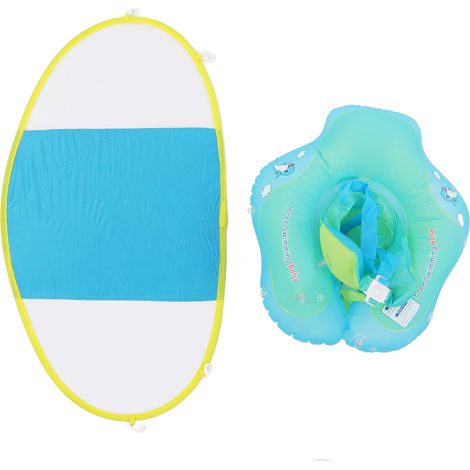 Bouée de bébé avec double chambre à air, anti-retournement, protection solaire, pour piscine, avec auvent (1/5)