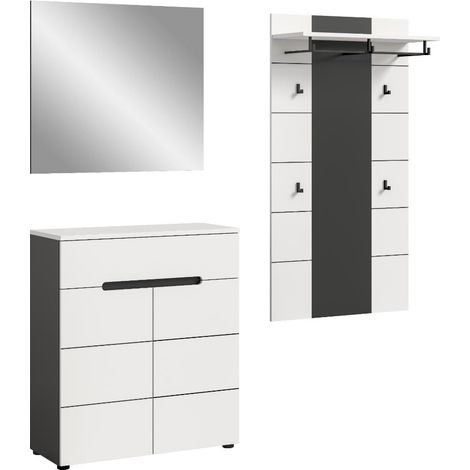 Canu Garderobenmöbel Set C36 weiß, grau.