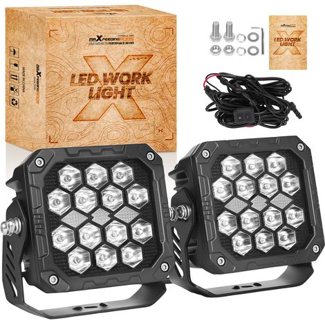 Pair 100W LED Work Lights for Off-Road Trucks UTVs Boats Spot Beam 6000K (1/5)