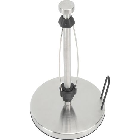 Porte-essuie-tout avec système anti-pincement, en acier inoxydable, sans perçage, utilisation à une main, pour la maison, cercle argenté (1/5)