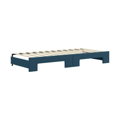 Banquette-lit à tiroirs, bleue, 90 × 200 cm, velours, velours doux et confortable, rangement pratique intégré, meuble de chambre, design contemporain, montage facile (1/5)