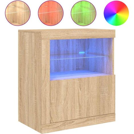 Maison Exclusive - Aparador con luces LED roble Sonoma 60,5x37x67