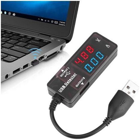 NALOOKAMIC Détecteur USB à double affichage : voltmètre, ampèremètre, tension, capacité de batterie, capacité multifonction, chargeur USB, testeur électrique (bicolore) (1/3)