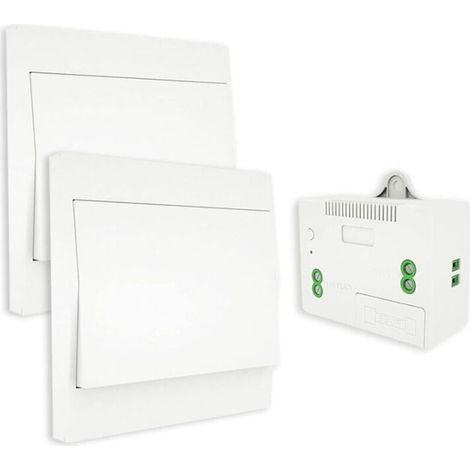 YMYNY Interrupteur sans Fil, sans Pile, télécommande Murale Va et vient, Interrupteur Mural Auto alimenté, sans câblage, émetteur pour Panneau Mural (kit à 2 Voies), intérieur extérieur étanche (1/4)