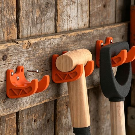 Support mural robuste pour outils de jardin, en plastique robuste avec vis, organiseur universel pour marteau, pelle, râteau, balai et outils de jardin, idéal pour garage, abri de jardin et atelier (1/5)