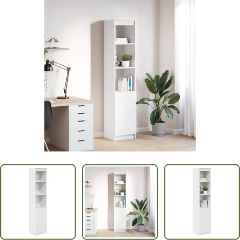 Weiß Schrank - Highboard Weiß 37,5x35x180 cm Holzwerkstoff (1/5)