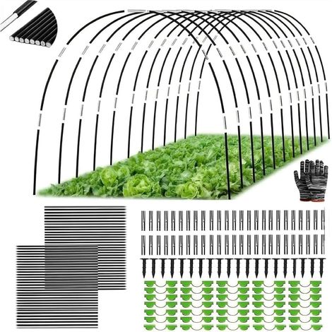 Lot de 70 Arceau Serre Tunnel, Fibre De Verre, Ancrage Sol, Clip Film, Protection Plantes Jardin
