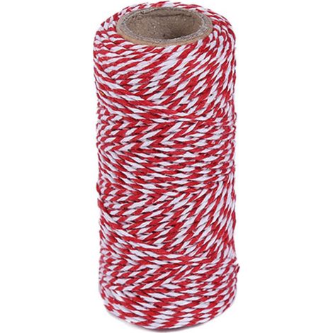 Ficelle noire et blanche 2mmx100m(rouge et blanc), ficelle de boulanger en coton ficelle de cordon de coton pour les vacances