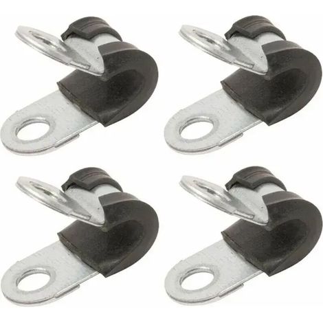 4x colliers de serrage métallique avec insert caoutchouc diamètre 8mm fixation tube P clip serre cable tuyau conduit collier (1/4)