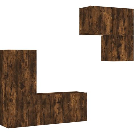 Maison Exclusive - 4-tlg. Wohnwand Räuchereiche Holzwerkstoff