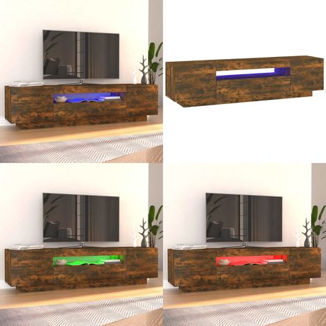 Meuble TV avec lumières LED Chêne fumé 160x35x40 cm - Meubles Tv - Meuble Tv Led - Meuble Tv Avec Éclairage - Meuble Tv Design - Meuble Tv Moderne - Home & Living