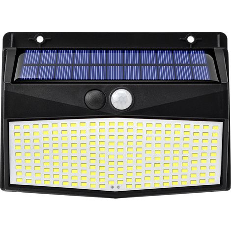 Lot de 4 318LED Lampe Solaire Exterieur, Lumiere Solaire Exterieur avec Detecteur de Mouvement 3 Modes Eclairage Exterieur Solaire Spot Projecteur Sans Fil pour Jardin Garage, Blanc Chaud (1/5)