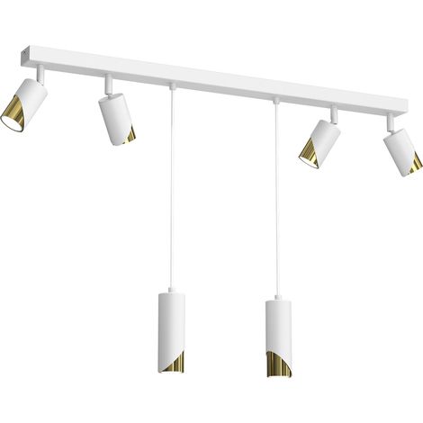 Rampe 90 cm 6 spots GU10 orientables blanc/or Luminex