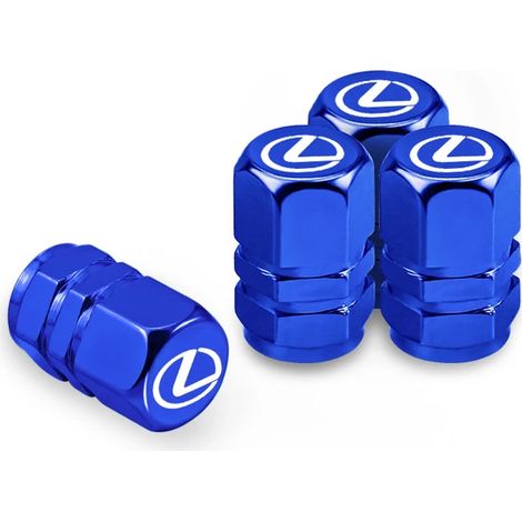 (Bleu) 4 bouchons de valve de pneu en métal pour voiture, compatibles avec ES RX LS IS NX CT LX IS250 IS200 CT200h GS300 LS430 LX570 (1/5)