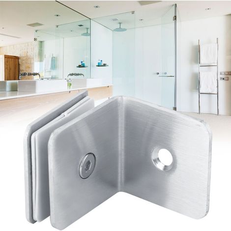 Support de charnière 90° en acier inoxydable pour porte de douche en verre (1/4)