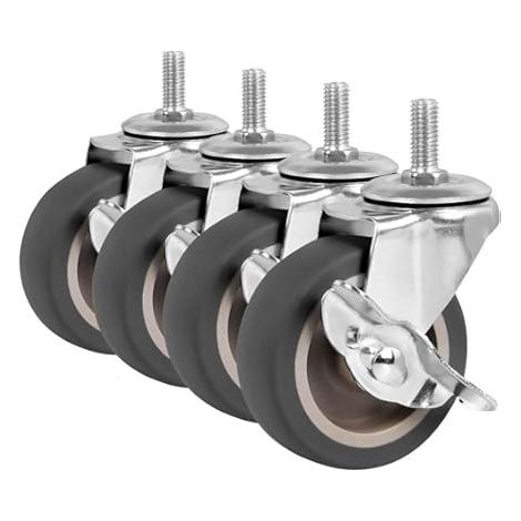 Pack de 4 ruedas giratorias con freno para banco de trabajo, 2.5" (1/4)