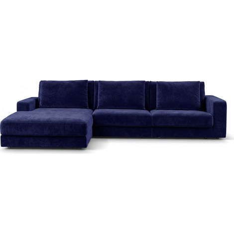 Canapé Velours Angle G Bleu Venezia 5 Pl (1/4)