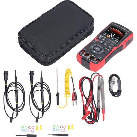 Oscilloscope numérique portable multifonction 2-en-1 avec générateur de signaux, écran couleur LCD, multimètre à main pour test électronique et mesure de tension (1/5)