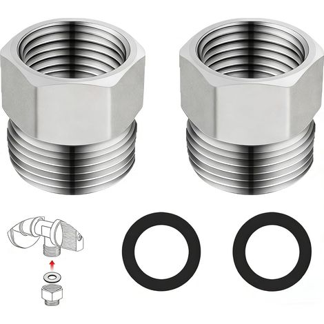 2 pièces 3/8 "femelle BSP à 1/2" BSP mâle forgeage réducteur,Raccord de tuyau de douche rond,Filetage Mâle Femelle pour Robinet Machine à Laver Tuyauterie Eau,réducteur d’adaptateur de rac (1/5)