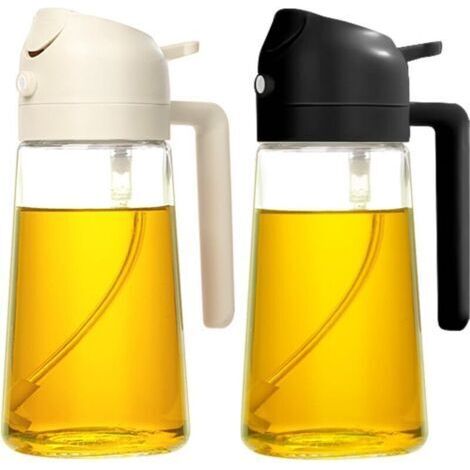 Distributeur d'huile d'olive, pulvérisateur d'huile 2 en 1 pour cuisine, 450 ml, distributeur d'huile de qualité alimentaire et pulvérisateur d'huile pour cuisine, salade, friture, lot de 2 (1/4)