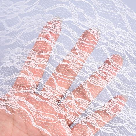 Rouleau de tulle dentelle à fleurs 10 yards déco mariage chemin de table ceinture de chaise (Blanc)