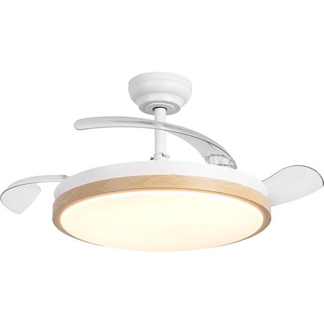 Parrot Uncle Deckenventilator mit LED und ausfahrbaren Flügeln, 106 cm, 36 W DC-Motor, 6 Geschwindigkeiten, Sommer-/Winterfunktion, Fernbedienung, Weiß in Holzoptik