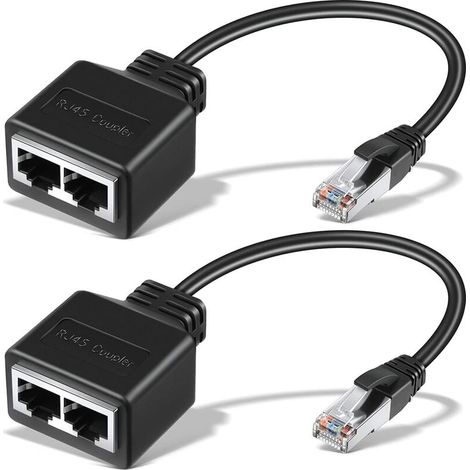 Câble Ethernet RJ45 2 Pcs Adaptateur Réseau Répartiteur Ethernet Adaptateur Extension Ethernet Double Répartiteur de Réseau Convient Cat5 Cat5e Cat6 Cat7 LAN Adaptateur Connecteur de Prise Devenirrich (1/5)