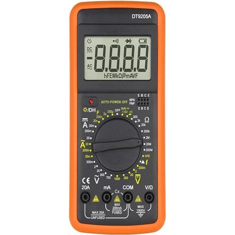 DT9205A Digital Multimeter, AC/DC Transistor Tester, NCV Electrical Tester, Professional Analog Multimeter (1/4)