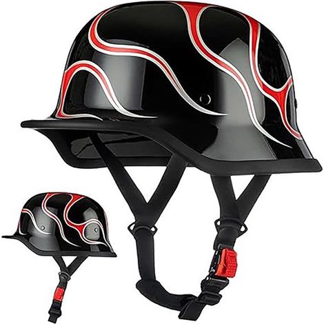 Casco de moto tipo jet, casco retro homologado con sistema de liberación rápida para cruiser, chopper, disponible en negro y rojo