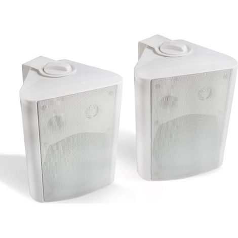 Haut-parleurs extérieurs passifs 5,25 Pouces câblés étanches, 300 Watts Haut-parleurs murales Tout Temps pour Patio, intérieur, terrasse, Jardin (1 Paire, Blanc) (1/5)