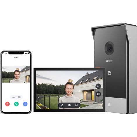 CP7 2K Visiophone Connecté Interphone Vidéo, 7 Pouces Moniteur Tactile, Unlock à Distance, 2 Fils, Detection Humaine, Option RFID, Audio Bidirectionnel, Vision Nocturne, étanche, WiFi bi-Bande (1/5)