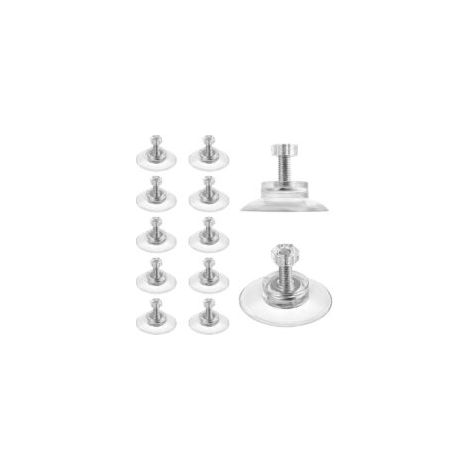 Lot de 12 ventouses filetées, crochets de fenêtre avec vis et écrou métalliques M5, patins en PVC transparent très résistants, supports adhésifs puissants pour salle de bain, mur, porte, vitre, pa- Cr (1/4)