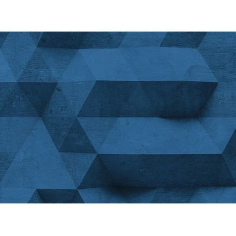 Papier peint panoramique géométrique bleu Tapisserie panoramique bleue béton style industriel Papier peint panoramique moderne 3D (1/4)