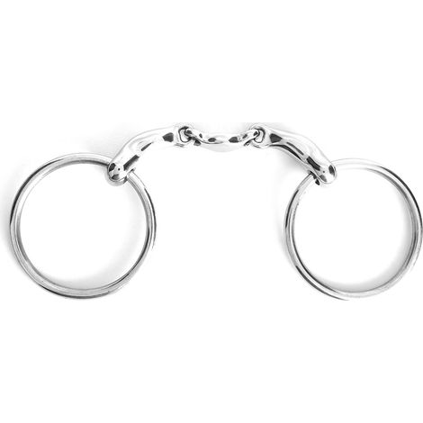 Mors de filet en acier inoxydable pour cheval, anneau polyvalent avec embouchure cassée et lien courbé (1/5)