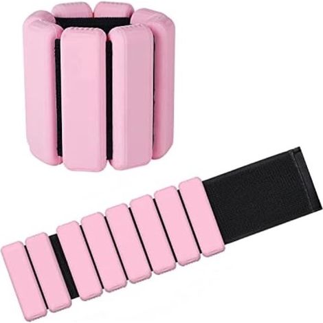 2-teiliges Set verstellbarer Handgelenk- und Fußgelenkgewichte für Übungen wie Gehen, Joggen, Yoga, Aerobic und Pilates (rosa) (1/5)