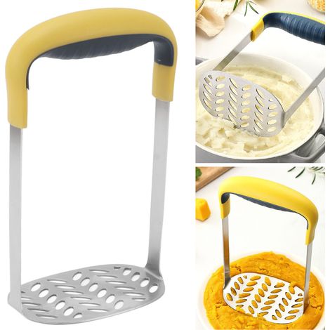 Presse-purée en acier inoxydable jaune, presse-purée à fruits, presse-purée manuel pour aliments pour bébés (1/5)