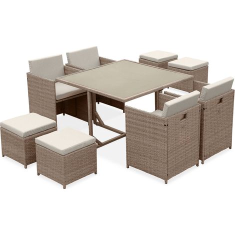 sweeek - Lounge-Set 4 - 8 Plätze - kompakt verstaubar Beige / Beige (1/5)