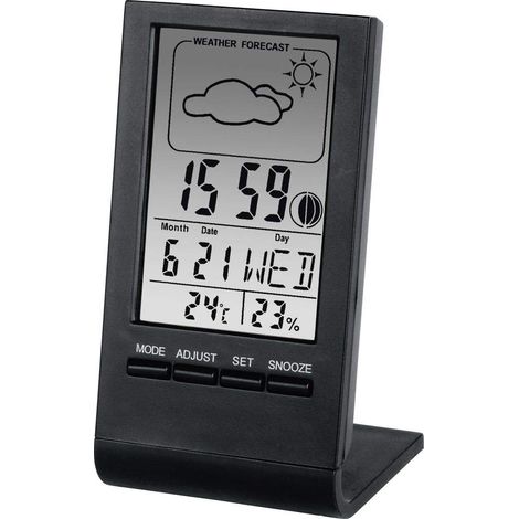 Hama - Termometro LCD con igrometro "TH-100", orologio, calendario, fasi lunari, previsioni del tempo