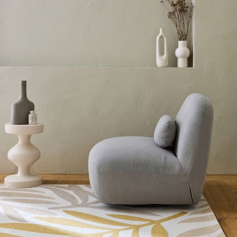 Tapis intérieur/extérieur motif végétal beige et moutarde. polyester recyclé 120 x 170 cm (1/5)