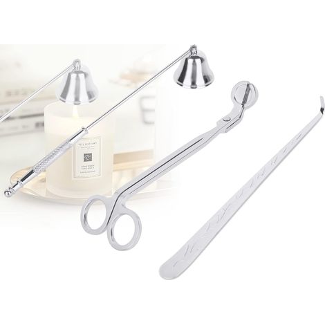 1 ensemble (4 pièces) : éteignoir à bougie, porte-bougies chauffe-plat, accessoires pour bougies parfumées (ciseaux à bougie, crochets à mèche, abat-jour et plateau), idéal pour les bougies parfumées (1/5)