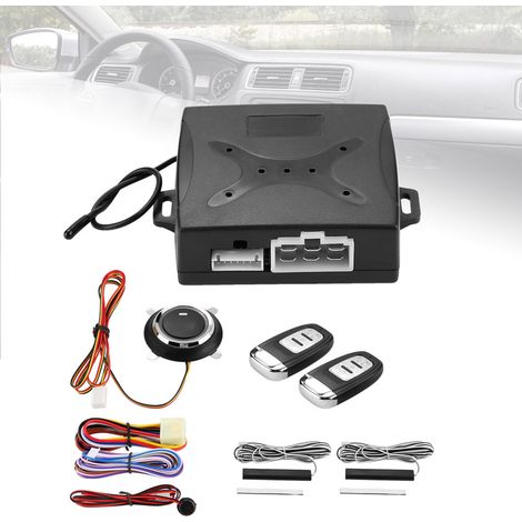 Système d'alarme auto universel avec démarrage sans clé, entrée sans clé, bouton poussoir et télécommande de démarrage moteur (1/5)