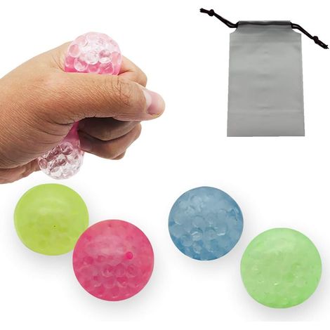 Lot de 4 boules adhésives lumineuses pour plafond, anti-stress, à coller au mur et à décoller lentement. Jouet amusant pour soulager l'anxiété, pour enfants et adultes. (1/5)