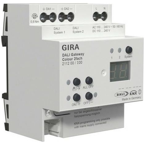 GIRA 211200 DALI GATEWAY COLOUR 2F REG KNX SECURE - FARBIG (211200)
