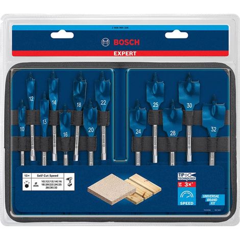 BOSCH SETS DE BROCAS FRESADORAS PLANAS EXPERT SELF CUT SPEED UNIDAD DE EMBALAJE 3 unidades UNIDAD DE EMBALAJE 13 unidades