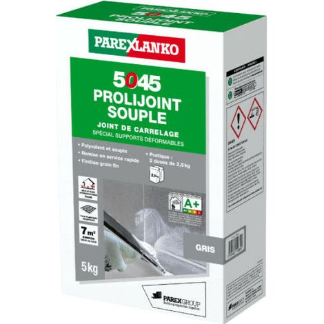 Joint pour carrelage souple 5 kg – Adapté aux surfaces déformables – Imperméable – Finition grain fin – L5045GRIS05