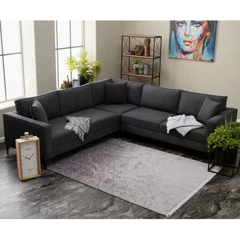 Ecksofa Berlin Anthrazit Schwarz
