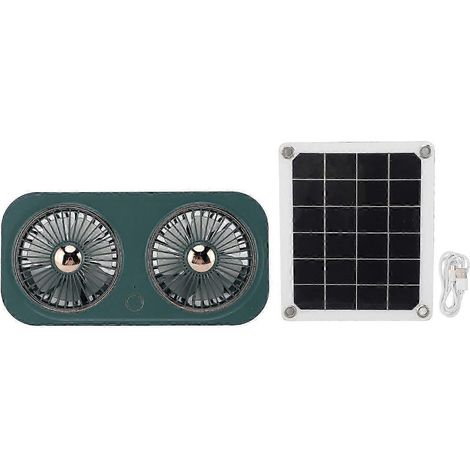 Double ventilateur d'extraction haute vitesse 5 V avec panneau solaire 20 W, portable et compatible avec les niches pour animaux, les toilettes extérieures et la climatisation. Une solution écologique (1/4)